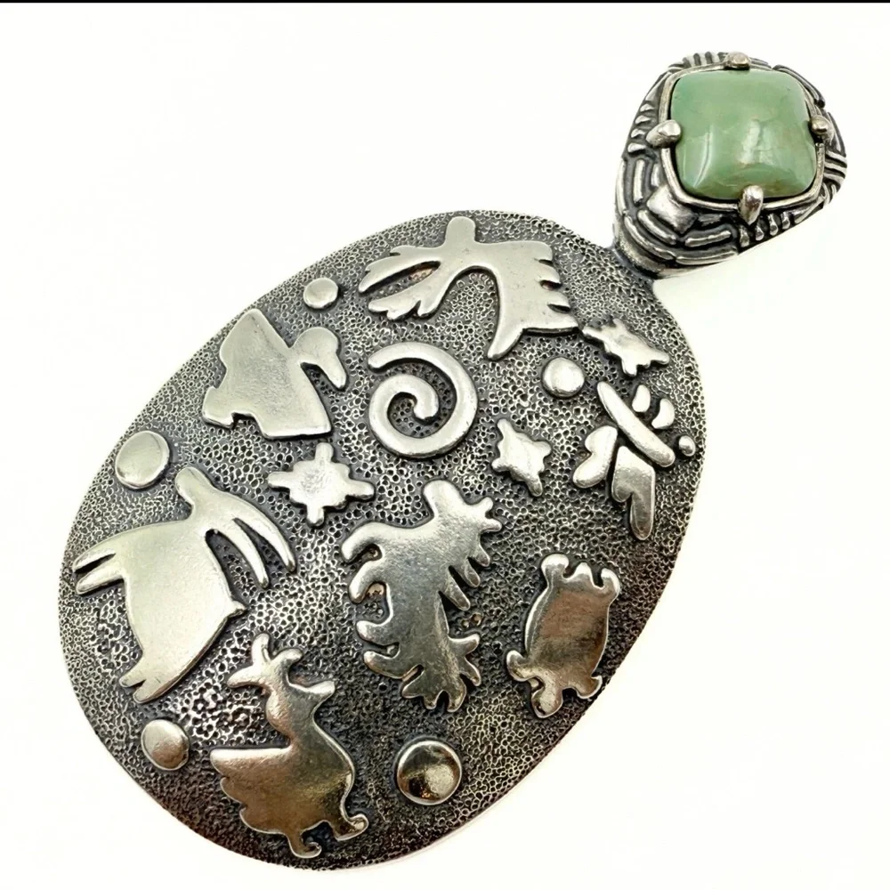 American West Silver and Green Pendant - Picture 6 of 6